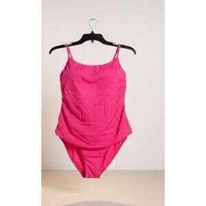 Victoria's Secret PINK Hot Pink Lace-Up Criss Cross Back One Piece Swimsuit L